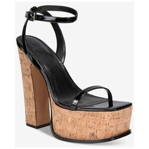 220$ Aaj by Aminah Tina Platform Dress Sandals Women's Size 6 US Black Tan